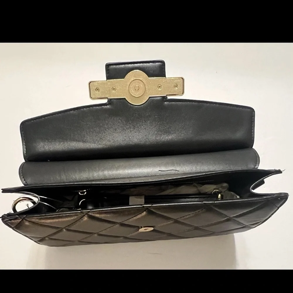 Valentino Orlandi NWT Black Quilted Vegan Leather Clutch with Shoulder Strap - Picture 7 of 8